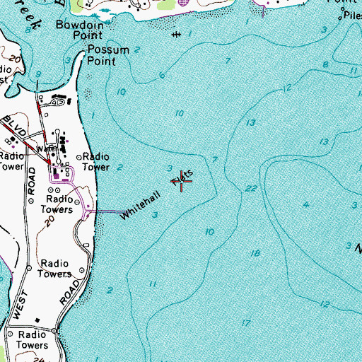 Topographic Map of Whitehall Flats, MD