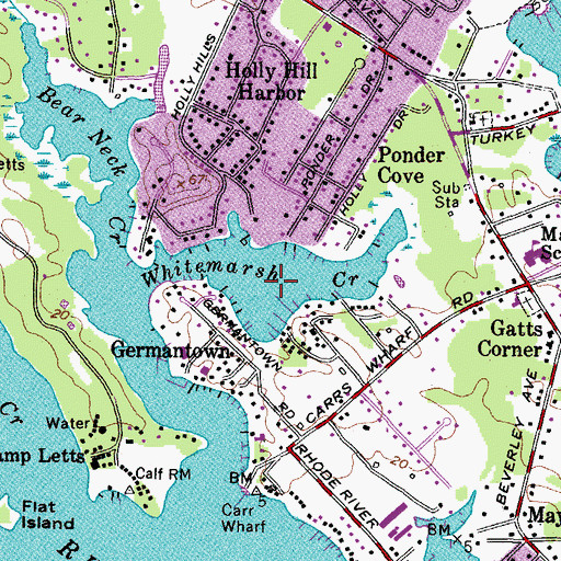 Topographic Map of Whitemarsh Creek, MD