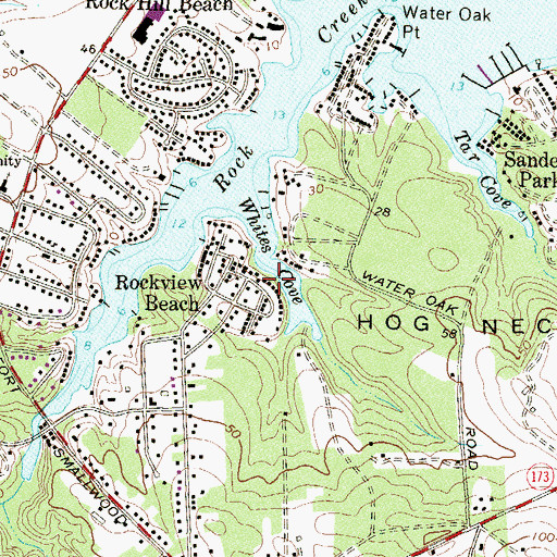 Topographic Map of Whites Cove, MD
