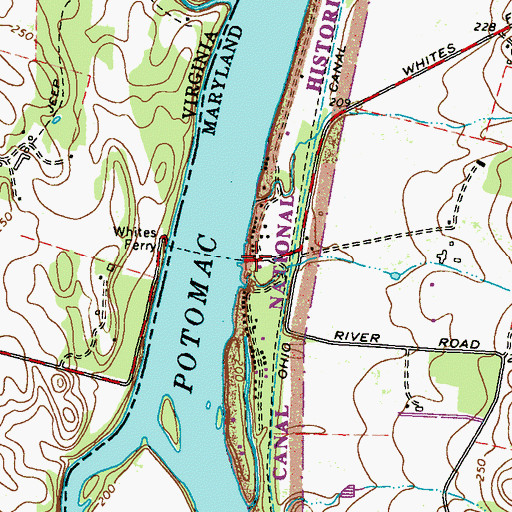 Topographic Map of Whites Ferry, MD