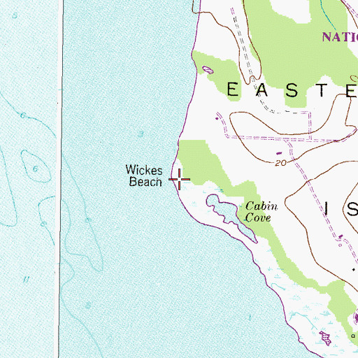Topographic Map of Wickes Beach, MD