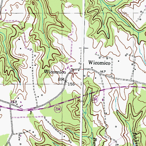 Topographic Map of Wicomico, MD