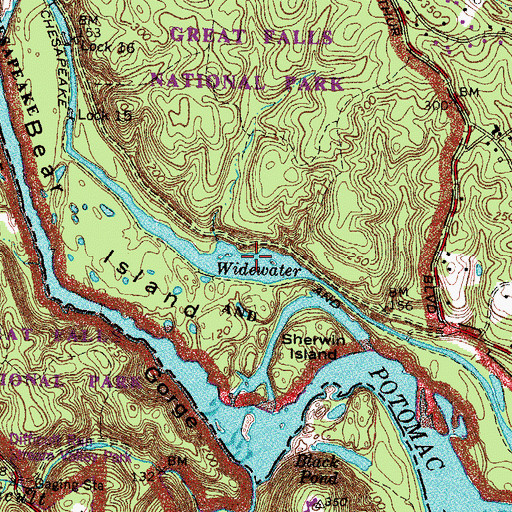 Topographic Map of Widewater, MD