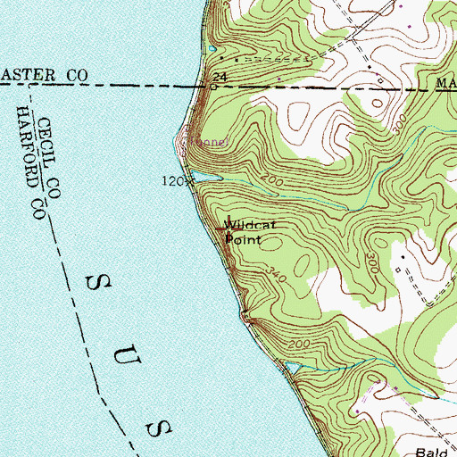 Topographic Map of Wildcat Point, MD