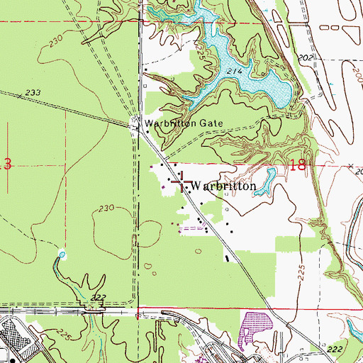 Topographic Map of Warbritton, AR