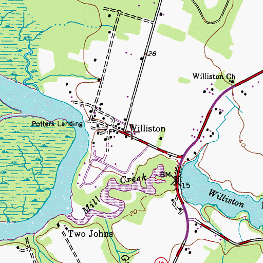 Topographic Map of Williston Church, MD