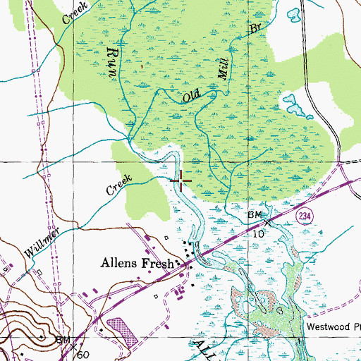 Topographic Map of Willmer Creek, MD