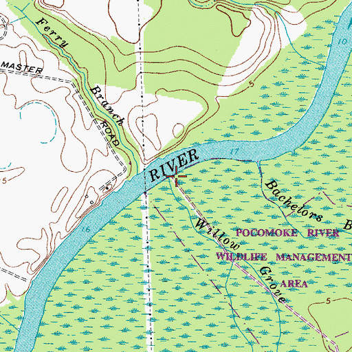 Topographic Map of Willow Grove Creek, MD