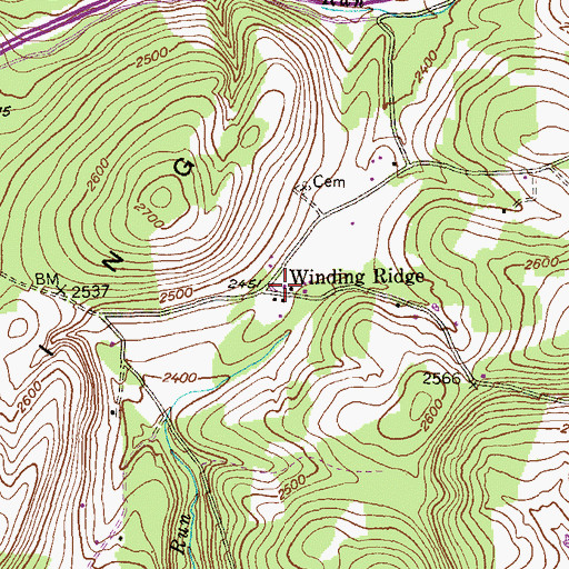 Topographic Map of Winding Ridge, MD