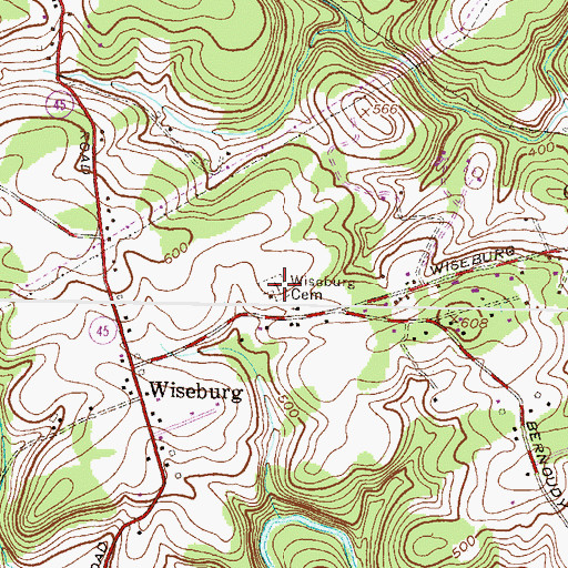 Topographic Map of Wiseburg Cemetery, MD