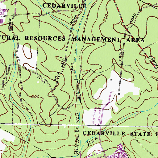 Topographic Map of Wolf Den Trail, MD