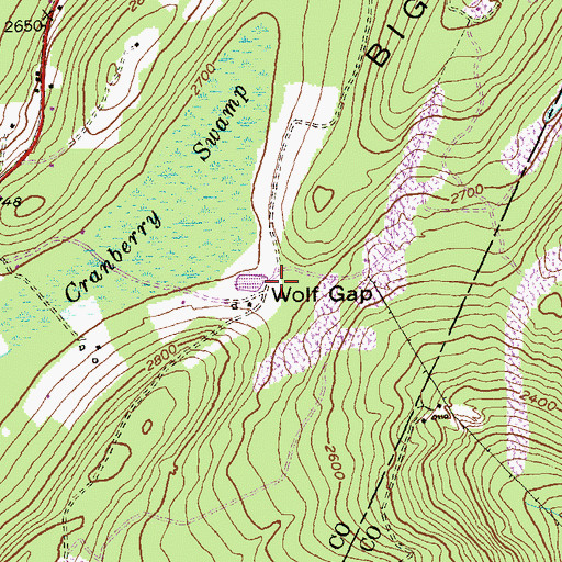 Topographic Map of Wolf Gap, MD