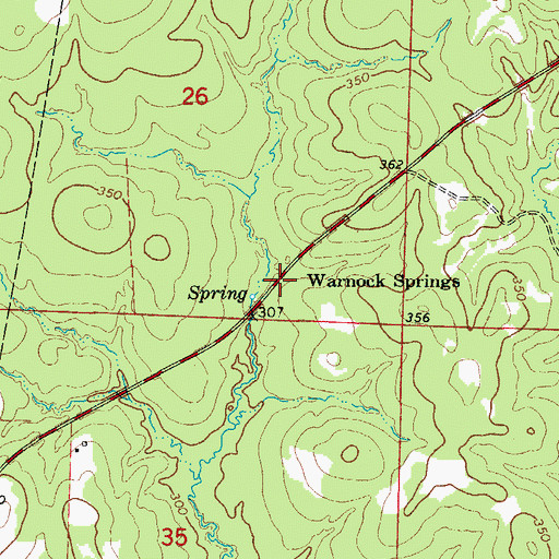 Topographic Map of Warnock Springs, AR