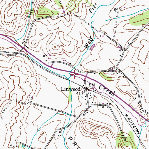 Topographic Map of Wolf Pit Branch, MD