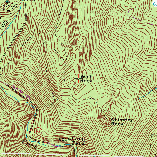 Topographic Map of Wolf Rock, MD