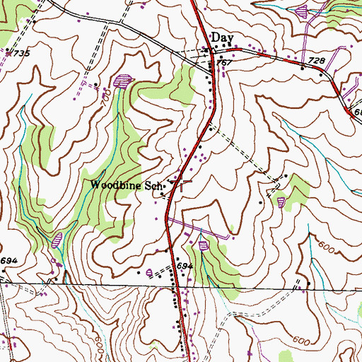 Topographic Map of Woodbine School, MD