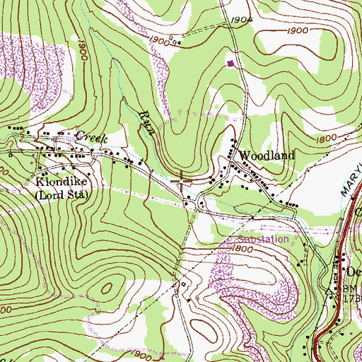 Topographic Map of Woodland Creek, MD
