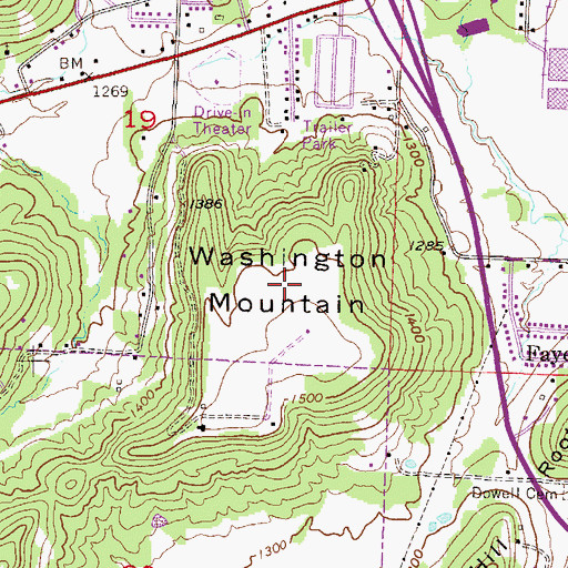 Topographic Map of Washington Mountain, AR