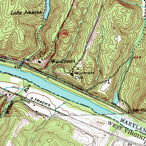 Topographic Map of Woodmont Club, MD
