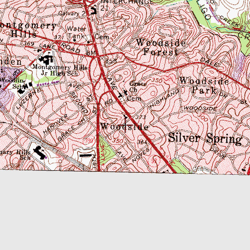 Topographic Map of Woodside, MD