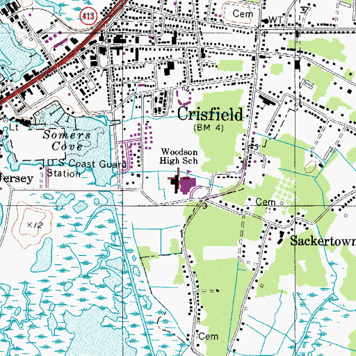 Topographic Map of Woodson High School, MD
