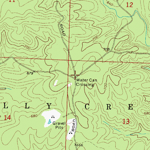 Topographic Map of Water Can Crossing, AR