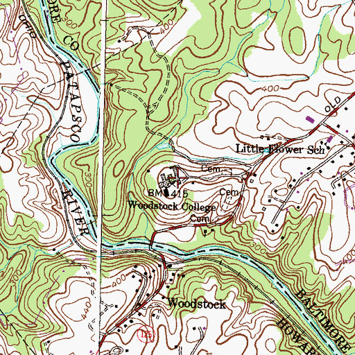 Topographic Map of Woodstock College (historical), MD