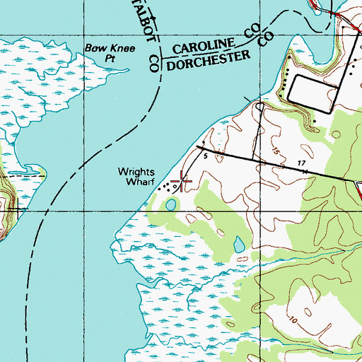 Topographic Map of Wright Wharf, MD