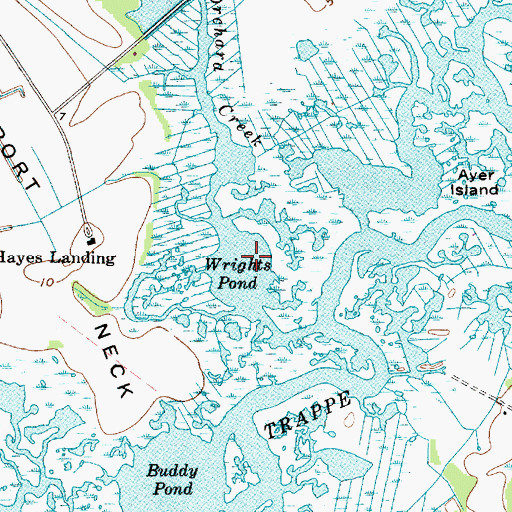 Topographic Map of Wrights Pond, MD