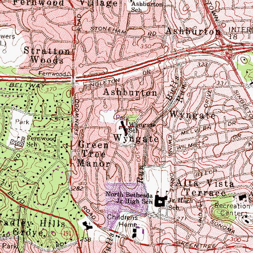 Topographic Map of Wyngate Elementary School, MD