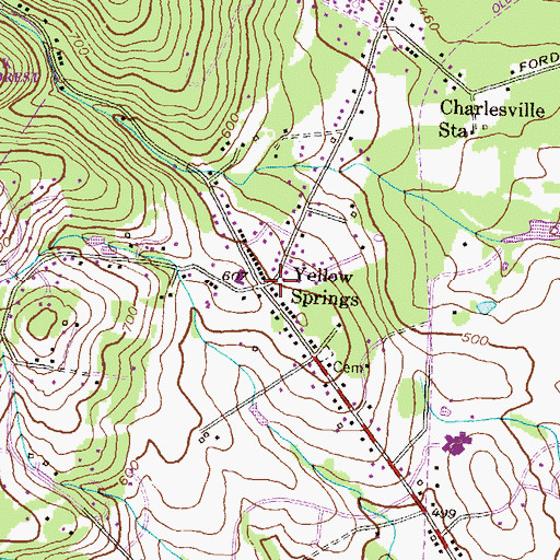 Topographic Map of Yellow Springs, MD