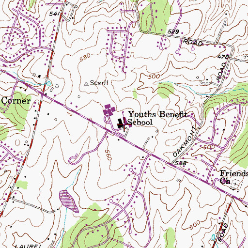 Topographic Map of Youth's Benefit Elementary School, MD