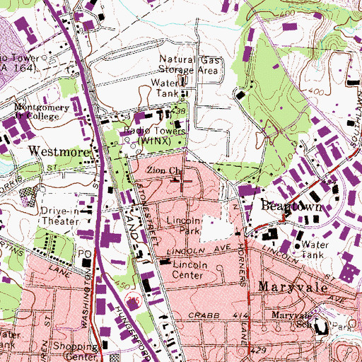 Topographic Map of Zion Church, MD