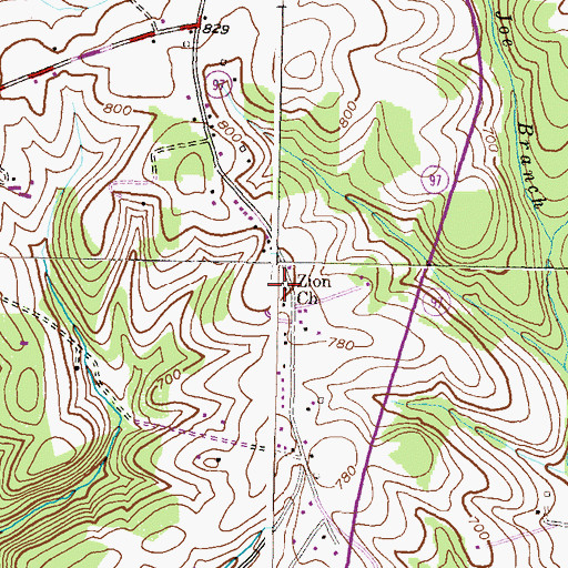 Topographic Map of Zion Church, MD