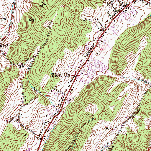 Topographic Map of Zion United Methodist Church, MD