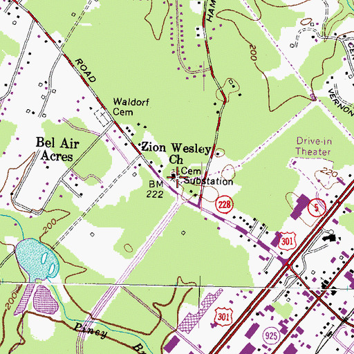 Topographic Map of Zion Wesley Church, MD