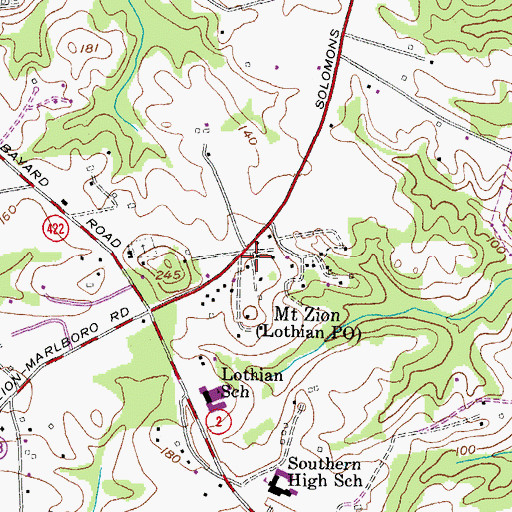 Topographic Map of Lothian, MD