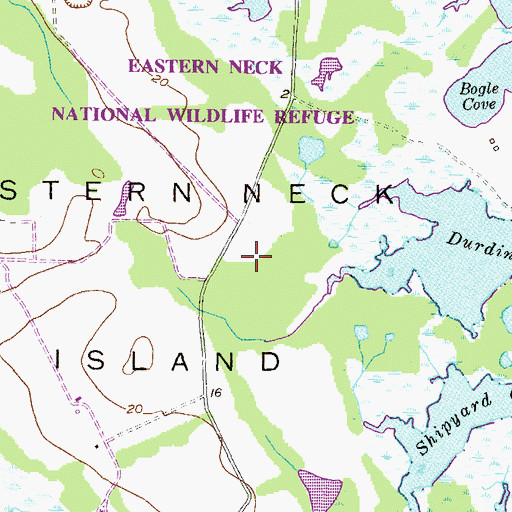 Topographic Map of Eastern Neck National Wildlife Refuge, MD
