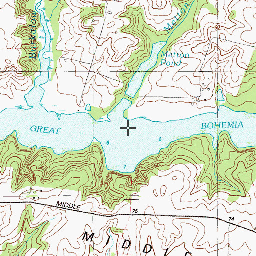 Topographic Map of Metton Pond Creek, MD