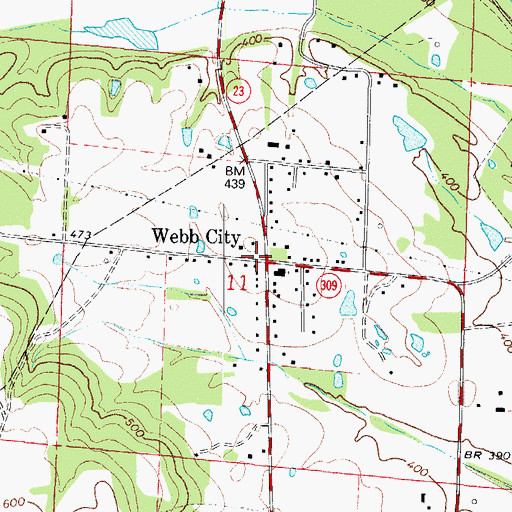 Topographic Map of Webb City, AR