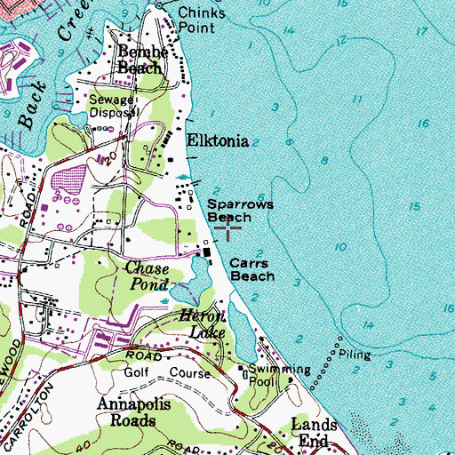 Topographic Map of Chesapeake Harbour, MD