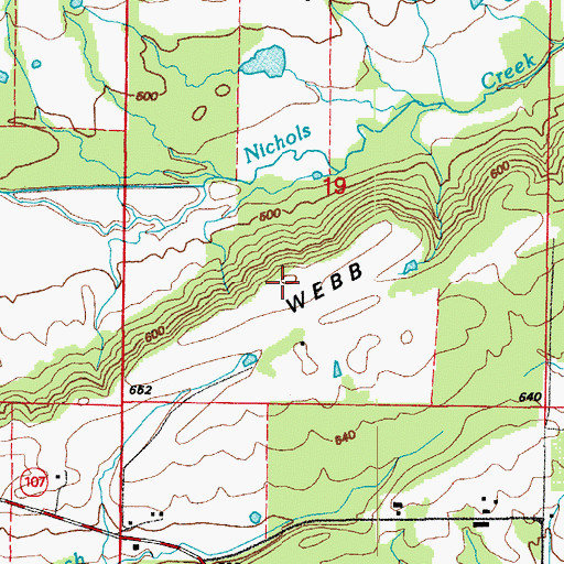 Topographic Map of Webb Hill, AR