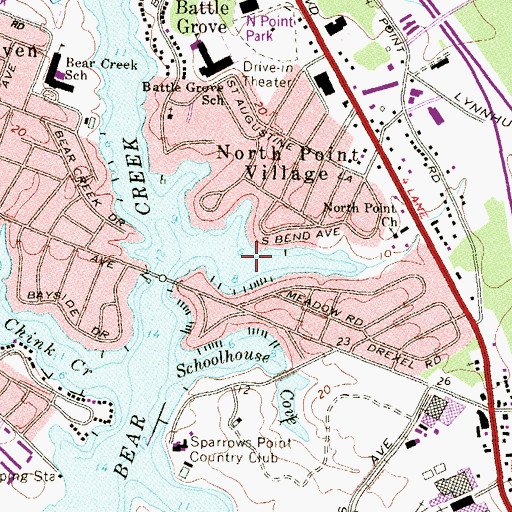 Topographic Map of Oakleigh Cove, MD