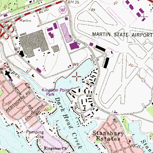 Topographic Map of Martin Lagoon, MD
