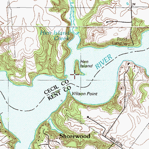 Topographic Map of Hen Island Creek, MD