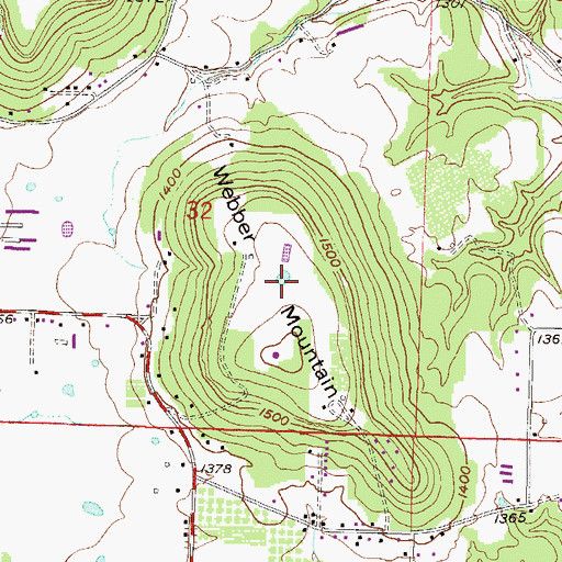 Topographic Map of Webber Mountain, AR
