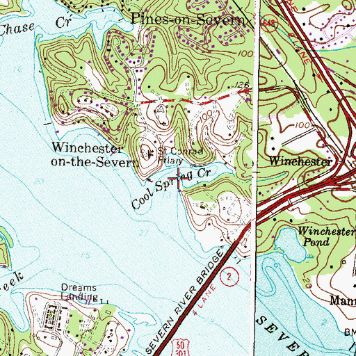 Topographic Map of Cool Spring Cove, MD
