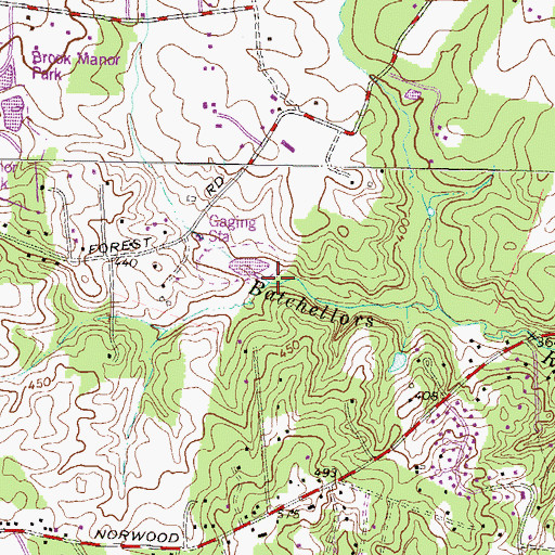 Topographic Map of Batchellors Run, MD