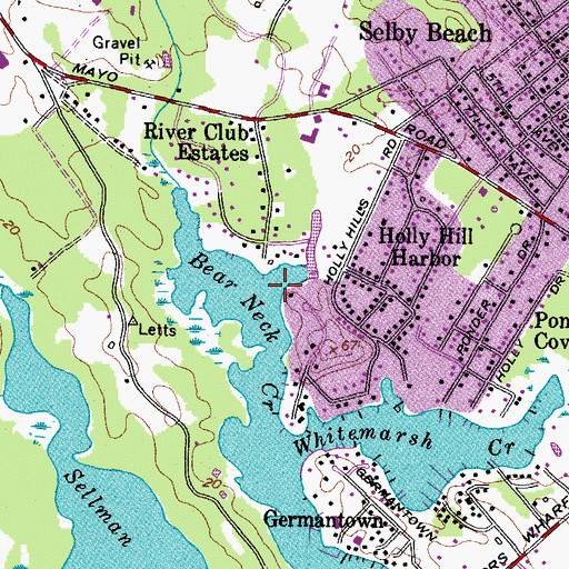 Topographic Map of Cub Neck Creek, MD