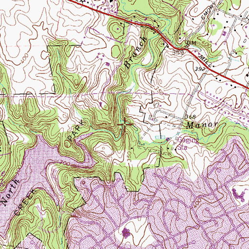 Topographic Map of Manor Run, MD